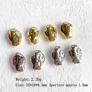 Irregular textured gold and silver resin beads for DIY jewelry making 25x18mm