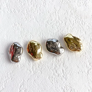 Set of irregular molten lava resin beads in gold and silver plating for DIY jewelry