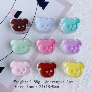 Set of 9 colorful resin bear DIY beads with 3mm holes for jewelry making projects