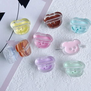 Colorful resin bear DIY accessories with pins for jewelry making and hair decorations