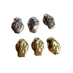 Irregular lava style resin plated beads in gold and silver for DIY jewelry making