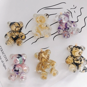Acrylic Cartoon Bear Charms With Gold Foil Glitter For DIY Earring Jewelry Making Handmade Animal Pendant Accessory