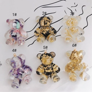 DIY bear acrylic pendants with gold foil and glitter for custom earring jewelry making