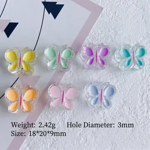Accessoires papillon en résine colorée pour DIY avec trou de 3mm et taille 18x20x9mm