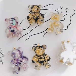 DIY bear charms with gold foil glitter for earrings jewelry making craft accessories