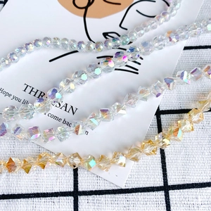 Sparkling faceted crystal beads in AB transparent and champagne gold for DIY jewelry making