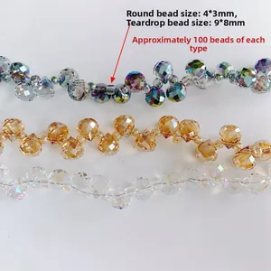 Colorful faceted glass crystal drop and round beads for DIY jewelry making and beading