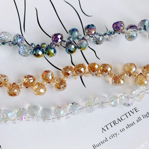 Colorful teardrop crystal glass beads in blue, champagne and clear for DIY jewelry