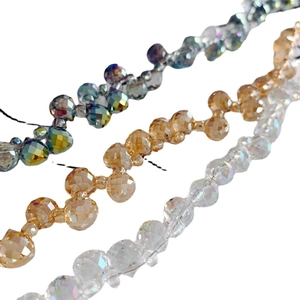 Faceted teardrop crystal glass beads in blue green and champagne for DIY jewelry making