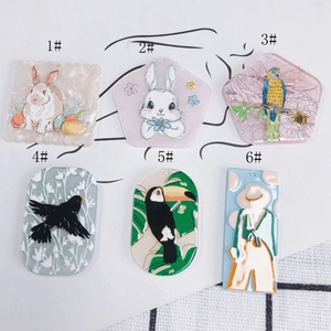 DIY Acryl-Anhänger mit glitzernden Hasen- und Papageien-Designs für Schmuckzubehör