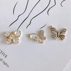 DIY Alloy Rhinestone Artificial Pearl Butterfly Bowknot Charms For Jewelry Making DIY Pendants For Earrings Necklace Bracelet Craft