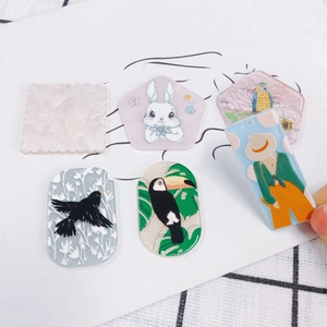 DIY Acryl-Schmuckanhänger-Set mit niedlichen Comic-Hasen und Papageien zum Basteln