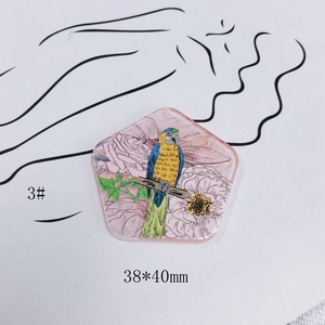 Detailansicht eines 38x40mm Acryl-Papageienanhängers für DIY-Schmuck und Ohrringe