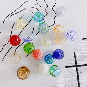 Handmade Lampwork Glass Beads Spiral Pattern Hollow Round Loose Beads For Jewelry Making DIY Craft Necklace Accessories