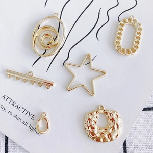 DIY Alloy Electroplated Gold Geometric Star Spiral Hammered Pendants For Earring Necklace Jewelry Making Findings Accessories