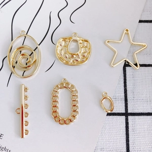 DIY gold plated star and geometric alloy charms for jewelry making handmade accessory
