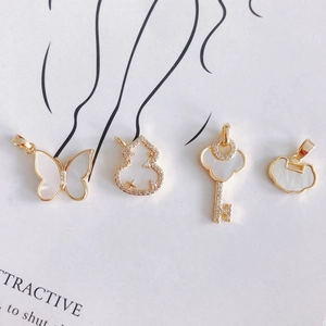 18k gold plated butterfly and gourd shell pendants with zircon accents for DIY jewelry