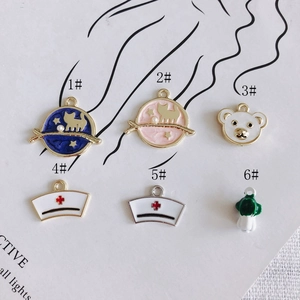 DIY colorful alloy charms featuring cute bear, nurse hat and vegetable for jewelry making
