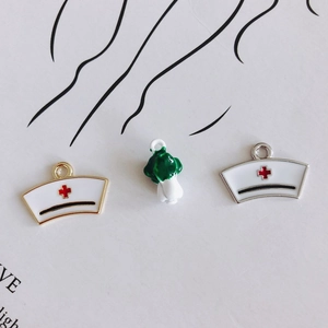 DIY enamel nurse hat and cabbage charms for earrings with gold and silver alloy plating