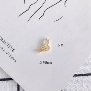 Detailed 13x9mm gold-plated hollow gourd charm with shell and crystal inlay