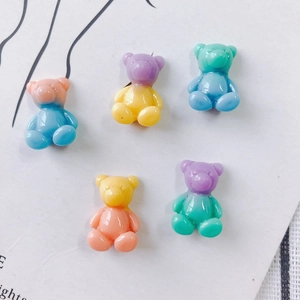 DIY Breloques Ours Dégradé en Résine pour Accessoires de Fabrication de Bijoux Patch Plat Animal Dessin Animé Brillant