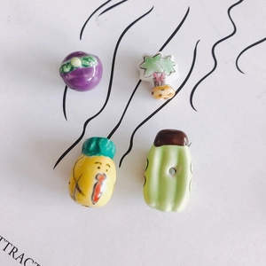 Perles en céramique peintes à la main aux motifs de fruits pour bijoux DIY et artisanat