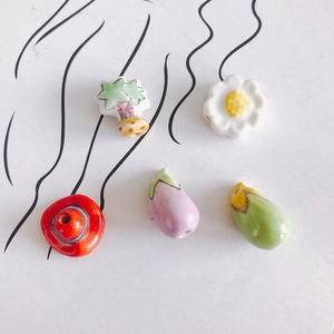 Perles artisanales en céramique colorée fruits et légumes pour bijoux DIY