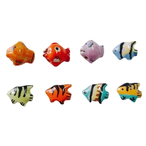 Handcrafted colorful ceramic fish beads for DIY jewelry making in various patterns