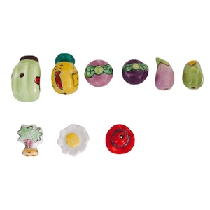 Perles de breloques en céramique faites main en forme de fruits et légumes pour bijoux DIY