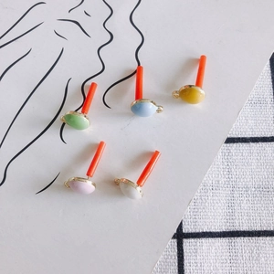 Bunte runde Emaille-Ohrring-Anhänger aus Legierung mit Vergoldung für DIY-Schmuck