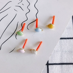 Bunte ovale Emaille-Anhänger für DIY-Schmuck mit Goldrand und S925 Silberstiften