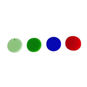 Kleurrijke 15mm ronde acrylhars hangers in groen blauw rood met voorgeboorde gaten