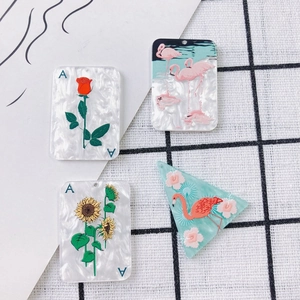 DIY Acrílico Carta de Póker Ace Colgante Rosa Girasol Flamenco Patrón para Pendientes Collar Accesorios Joyería