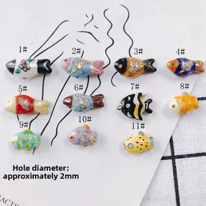 Hand Painted Ceramic Fish Beads DIY Jewelry Making Pendants Small Animal Glazed Porcelain Charms For Necklaces Bracelets Earrings Accessories