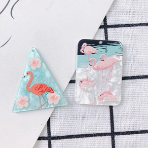 Colgantes de acrílico con flamencos y flores rosas para hacer joyas artesanales
