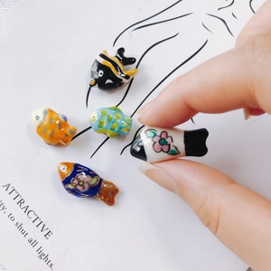 Handcrafted colorful ceramic fish beads for DIY jewelry making and handmade crafts