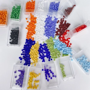 Colorful 4mm glass seed bead set for DIY jewelry making in clear storage boxes