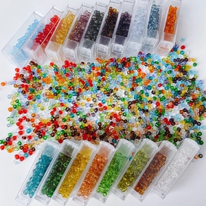 4mm colorful transparent glass seed beads set in 18 clear plastic storage boxes