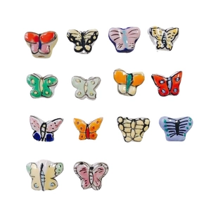 Colorful handmade ceramic butterfly beads set for DIY jewelry making and earrings