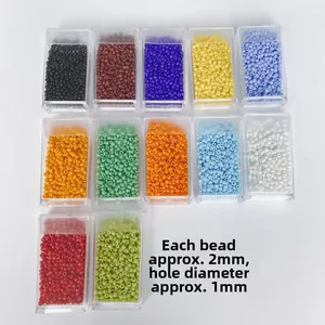 Lot de perles de rocaille 2mm en 12 couleurs avec boîtes pour bijoux DIY