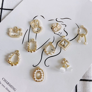 DIY Jewelry Making Pendants Gold Alloy Faux Artificial Pearl Rhinestone Rabbit Flower Fish Tail Charms For Necklace Bracelet Craft
