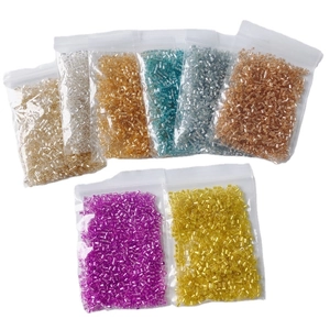 DIY jewelry kit with 2mm silver-lined bugle beads in 8 assorted vibrant colors