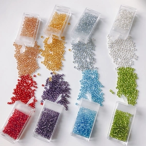DIY jewelry kit with 3mm silver-lined glass seed beads in 8 vibrant colors and cases