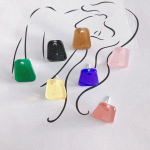 Modern Trapezoid Acrylic Stud Earrings With 925 Sterling Silver Earring Post Colorful Glitter Resin DIY Jewelry For Women