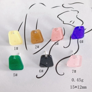 Colorful resin trapezoid stud earrings with fine glitter and 925 silver needles set