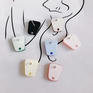 Colorful resin trapezoid stud earrings with fine glitter and 925 silver needles