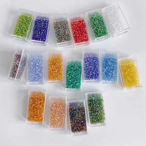 DIY colorful 3mm glass seed bead set with 17 clear plastic storage boxes for jewelry making