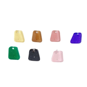 Colorful resin trapezoid pendants with fine glitter and pre-drilled holes for DIY jewelry