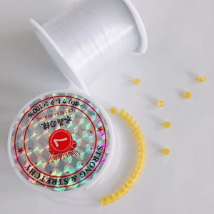 Transparent high-stretch elastic crystal bead cord on white spool for DIY jewelry making