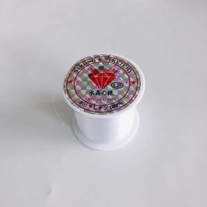 Macro shot of 0.25mm clear stretchy crystal thread for DIY jewelry making and beading